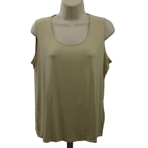 Jones New York Collection Womens Tank Top Size Large Tan Scoop Neck Pullover - Picture 1 of 5